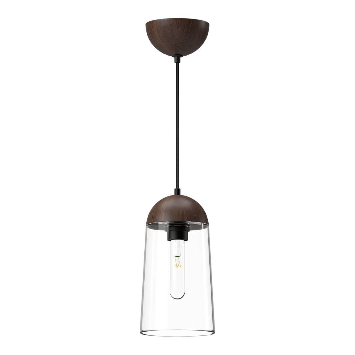 Alora Mood PD542207MBWT 6" Emil 1-Light LED Mini Pendant - Mate Black-Walnut /  Clear Glass