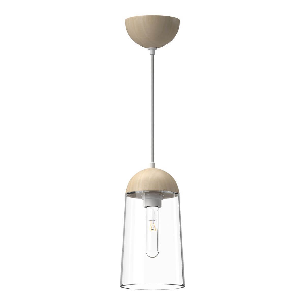 Alora Mood PD542207WHWK 6" Emil 1-Light LED Mini Pendant - White Oak /  Clear Glass