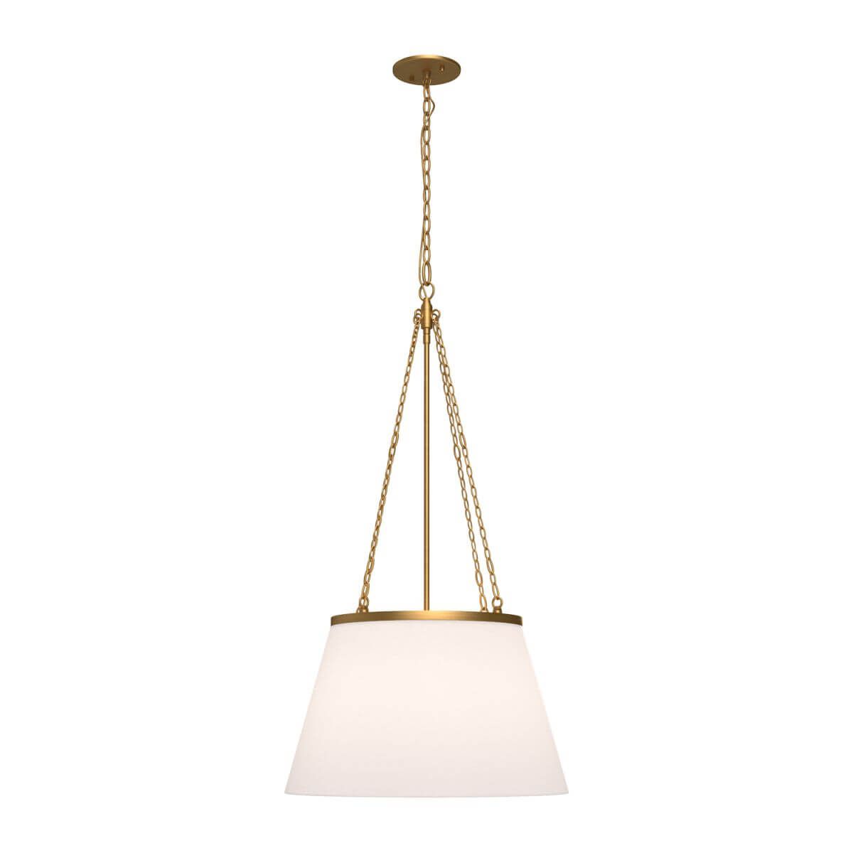 Alora Mood PD544517AGWL 18" Speakeasy 1-Light LED Pendant - Aged Gold / White Linen Shade