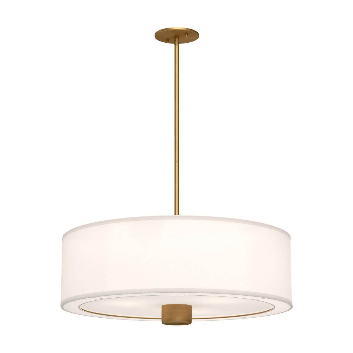 Alora Mood PD547924AGWL 24" Theo 3-Light LED Pendant - Aged Gold / White Linen Shade