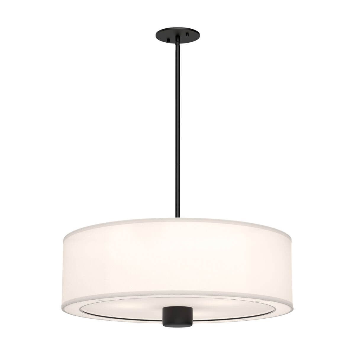 Alora Mood PD547924MBWL 24" Theo 3-Light LED Pendant - Matte Black / White Linen Shade