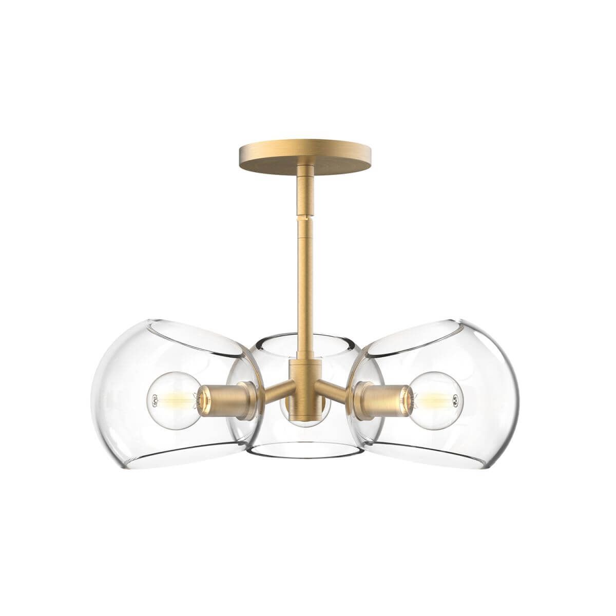 Alora Mood PD548315BGCL 16" Willow 3-Light LED Pendant - Brushed Gold / Clear Glass