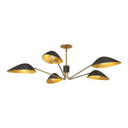 Alora Mood PD550545MBAG 46" Oscar 5-Light LED Pendant - Matte Black / Aged Gold