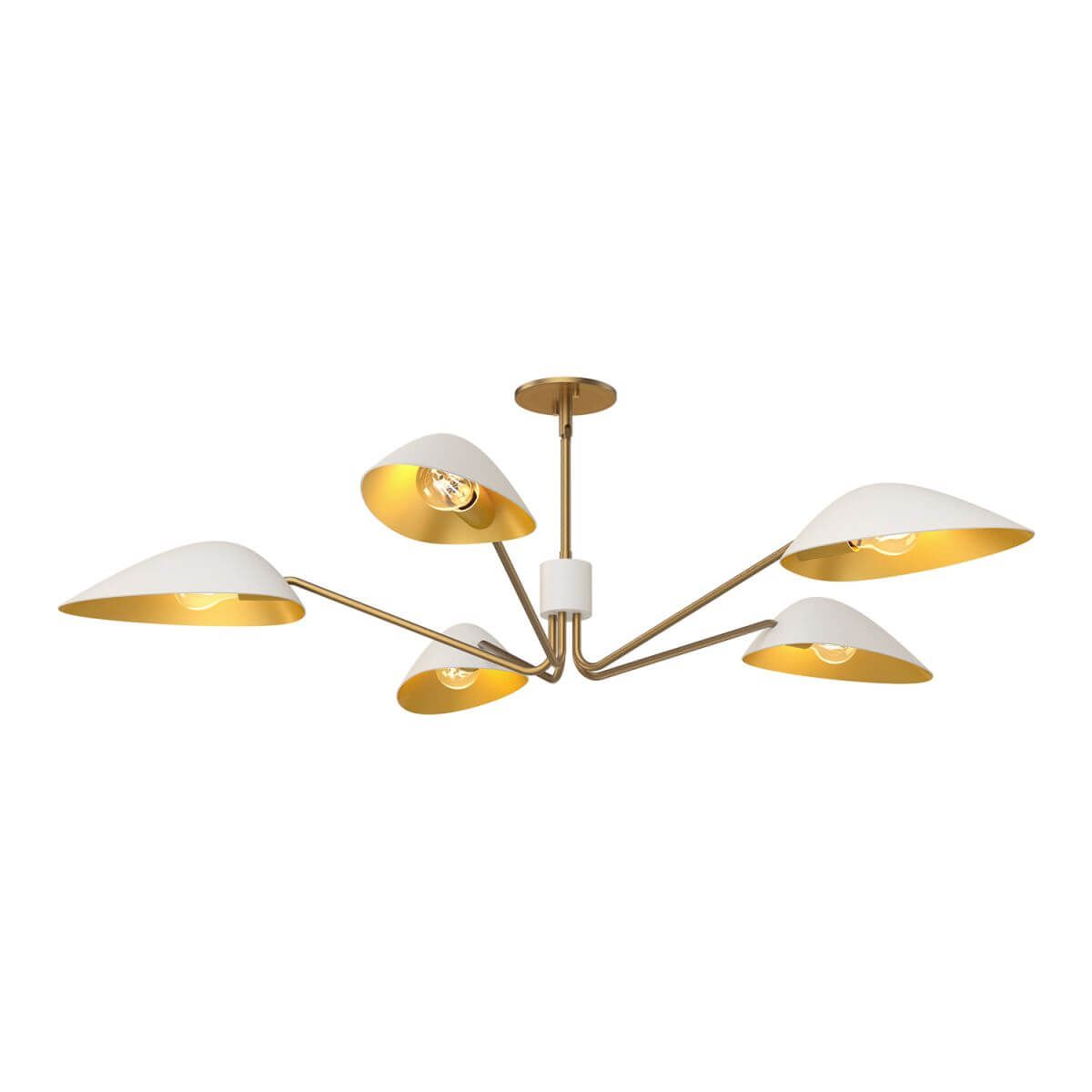 Alora Mood PD550545WHAG 46" Oscar 5-Light LED Pendant - White / Aged Gold