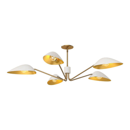 Alora Mood PD550545WHAG 46" Oscar 5-Light LED Pendant - White / Aged Gold