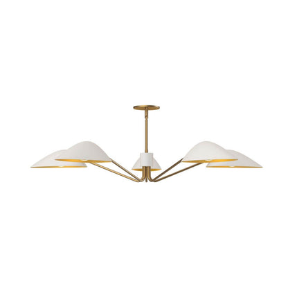Alora Mood PD550545WHAG 46" Oscar 5-Light LED Pendant - White / Aged Gold