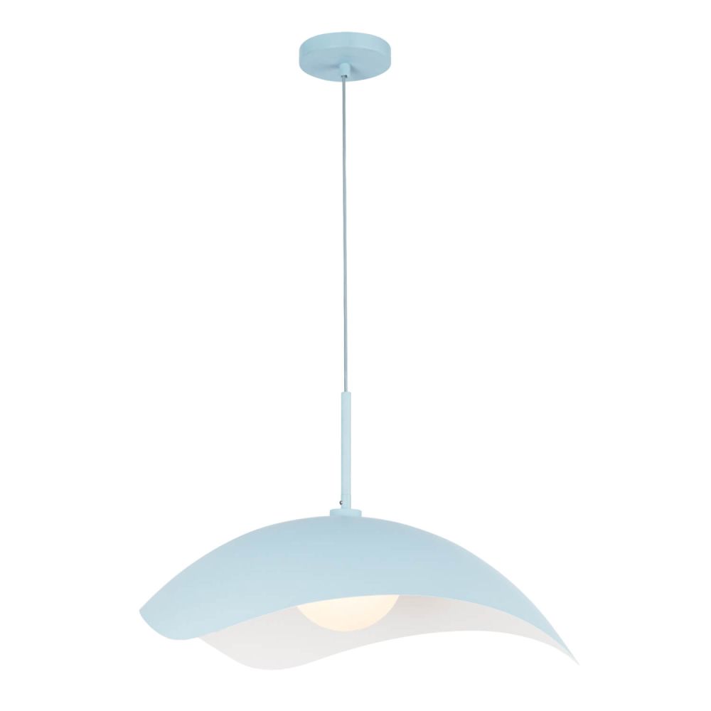 Kuzco Lighting PD55922-CER Kirby 1 Light 22 inch Pendant in Cerulean with Opal Glass and Steel Shade, Voltage 120V, Wattage 60W