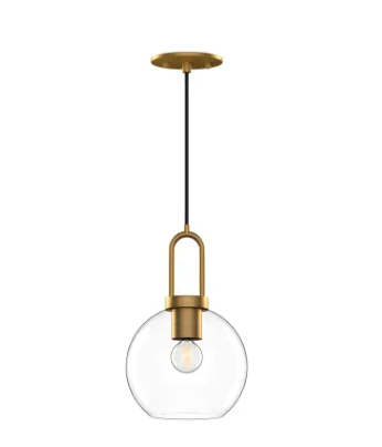 Alora Mood PD601608AGCL Soji 8" Wide Mini Pendant with Clear Glass Shade Aged Gold Finish