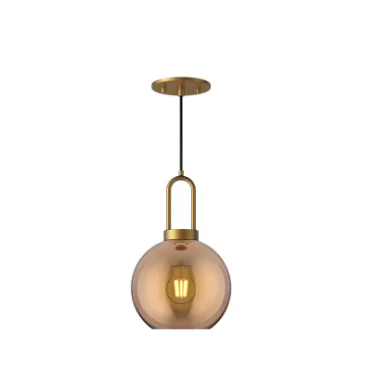 Alora Mood PD601608AGCP Soji 8" Wide Mini Pendant with a Copper Glass Shade Aged Gold Finish