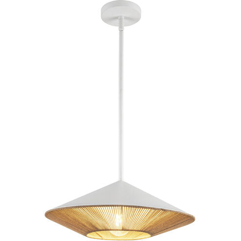 Alora Mood PD633215WHBR Daphne 1 Light 15 inch Pendant Ceiling Light White and Brown Cotton Rope Finish
