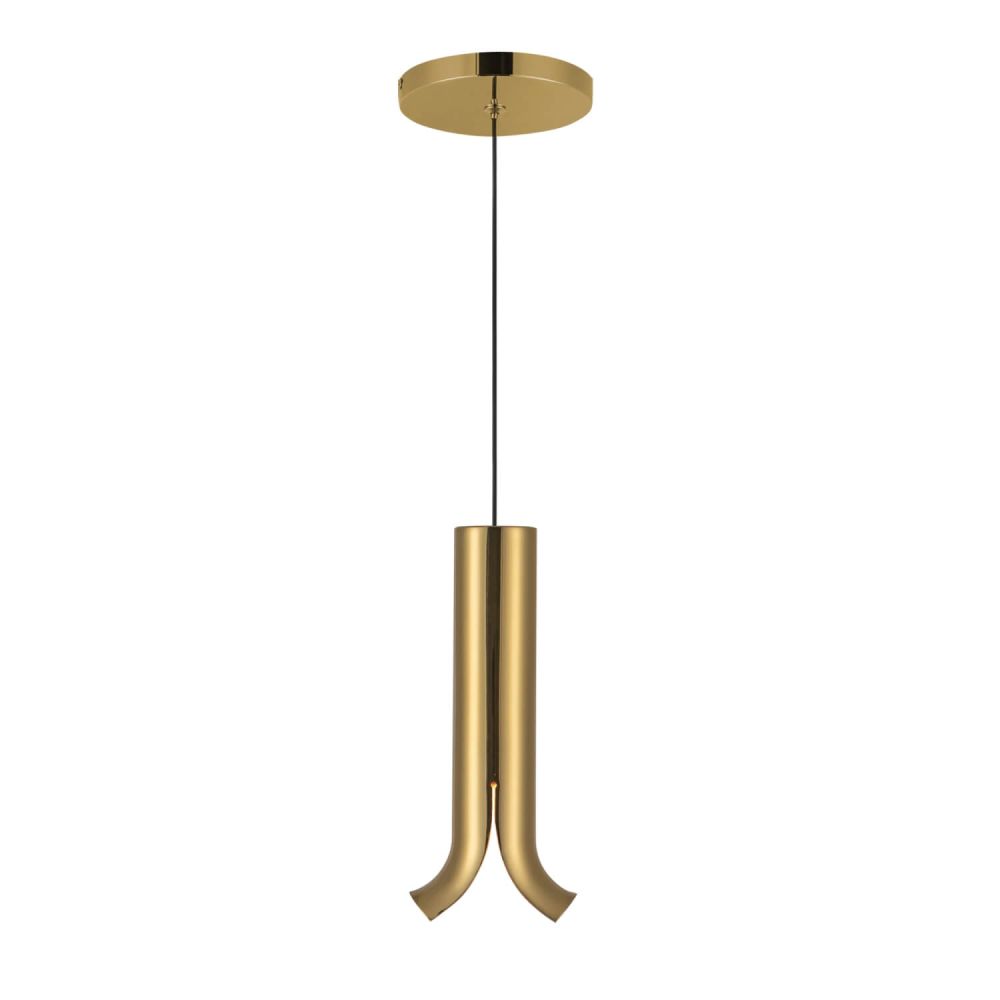 Kuzco Lighting PD89709-MRB Husk 4 inch LED Pendant in Metallic Brass with Clear Glass and Stainless Steel Shade, Color Temperature 3000K, Voltage 120V,  Wattage 7W