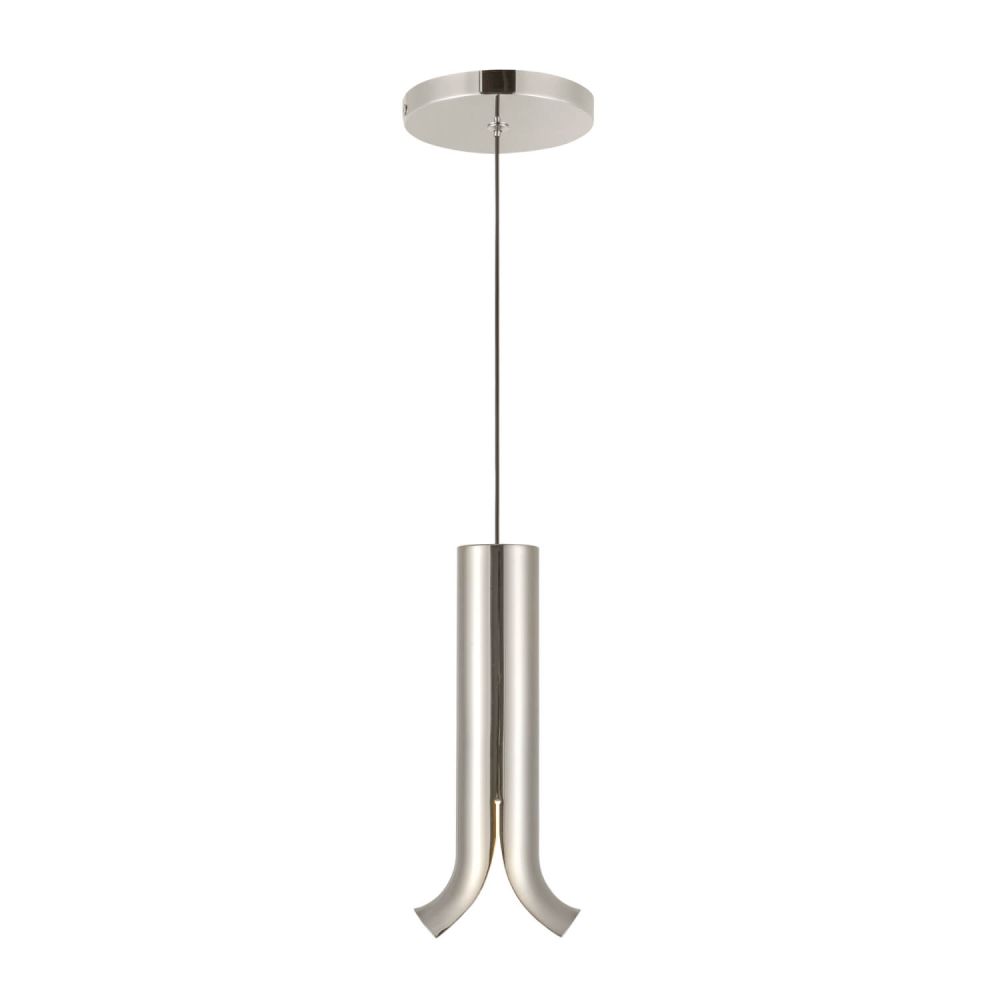 Kuzco Lighting PD89709-PN Husk 4 inch LED Pendant in Polished Nickel with Clear Glass and Stainless Steel Shade, Color Temperature 3000K, Voltage 120V,  Wattage 7W