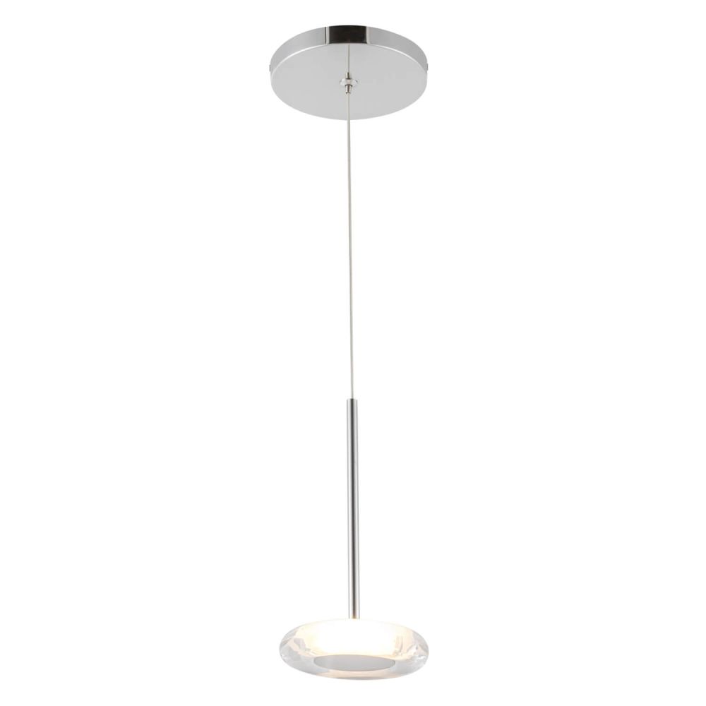 Kuzco Lighting PD97204-CH/CL Stephord 4 inch LED Pendant in Chrome with Clear Glass and Frosted Acrylic Diffuser, Voltage 120V, Color Temperature 3000K