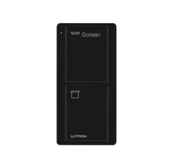 Lutron PJ2-2B-GBL-S08 2-Button Pico Smart Remote - Screen Icons and Text ("Screen") - Black