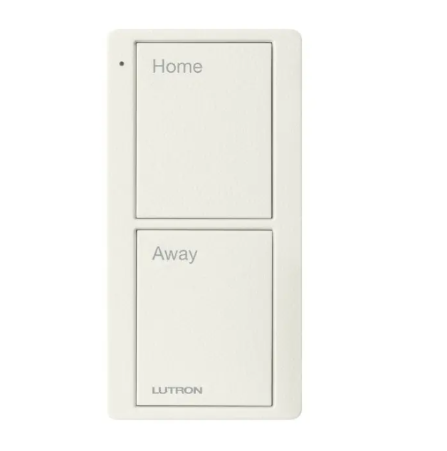 Lutron PJ2-2B-TBI-P01 2-Button Scene Pico Smart Remote - Pre-engraved Text ("Home/Away") - Biscuit