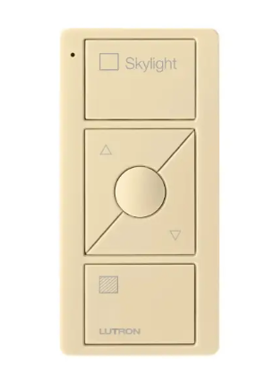 Lutron PJ2-3BRL-GIV-S06 Original 3-Button Pico Smart Remote with Raise/Lower and Preset, Shade Icons and Text ("Skylight"), Ivory