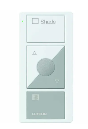 Lutron PJ2-3BRL-GWG-S02 Original 3-Button Pico Smart Remote with Raise/Lower and Preset, Shade Icons and Text ("Shade"), White/Gray