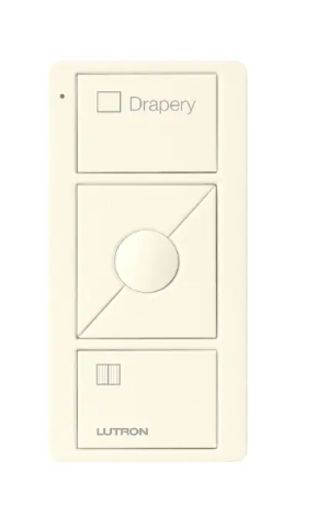 Lutron PJ2-3BRL-TBI-S07 Original 3-Button Pico Smart Remote with Raise/Lower and Preset - Shade Icons and Text ("Drapery") - Biscuit Finish