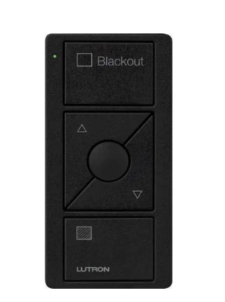 Lutron PJ2-3BRL-TMN-S03 3-Button Pico Smart Remote with Raise/Lower and Preset - Shade Icons and Text ("Blackout") - Midnight Finish