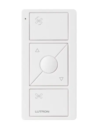 Lutron PJ2-3BRL-TSW-F01 Pico Smart Remote for Fan Control - 3-Button Raise/Lower with Preset Button - Snow Finish