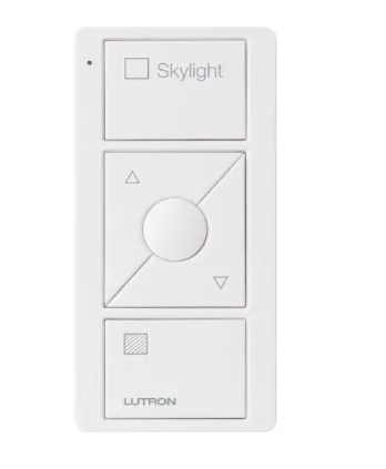Lutron PJ2-3BRL-TSW-S06 Original 3-Button Pico Smart Remote with Raise/Lower and Preset, Shade Icons and Text ("Skylight"), Snow Finish