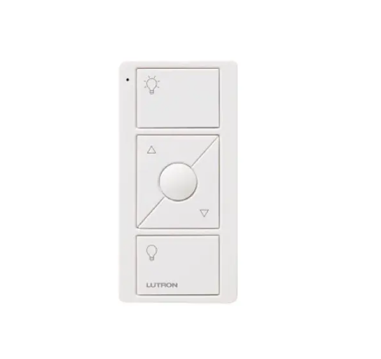 Lutron PJ2-3BRL-WH-L01R Original 3-Button Pico Smart Remote with Raise/Lower and Preset - Light Icons - White - Retail Packaging