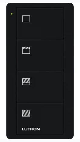 Lutron PJ2-4B-GBL-S31 Pico 4-button Wireless Remote Control, Scene Shade Control, Standard Engraving, Black