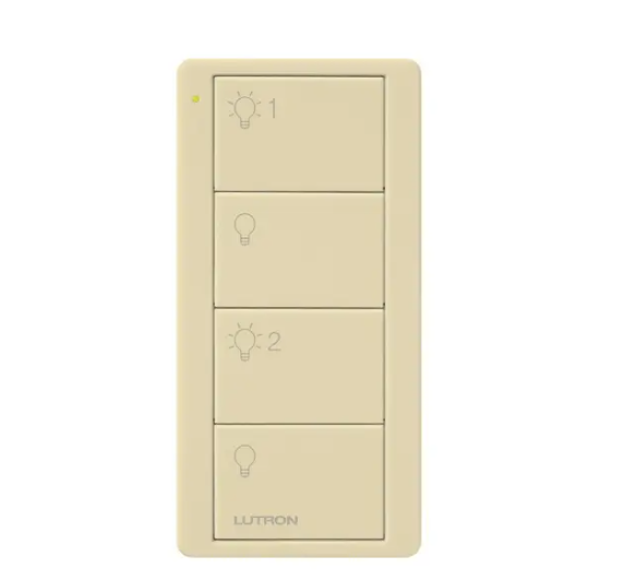 Lutron PJ2-4B-GIV-L21 4-Button Pico Smart Remote - 2 Group Control - Light Icons - Ivory