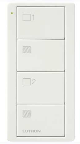 Lutron PJ2-4B-GWH-S21 Pico 4-button Wireless Remote Control, 2-group Shade Control, Standard Engraving, White