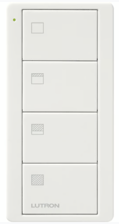 Lutron PJ2-4B-GWH-S31 Pico 4-button Wireless Remote Control, Scene Shade Control, Standard Engraving, White