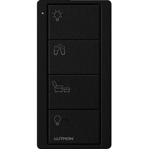 Lutron PJ2-4B-TMN-P13 Pico Wireless Scene Keypad W/ 4 Buttons Any Room Icons, Midnight Finish