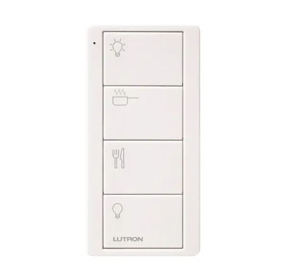 Lutron PJ2-4B-TSW-P12 4-Button Pico Smart Remote - Scene Keypad - Kitchen Icons - Snow