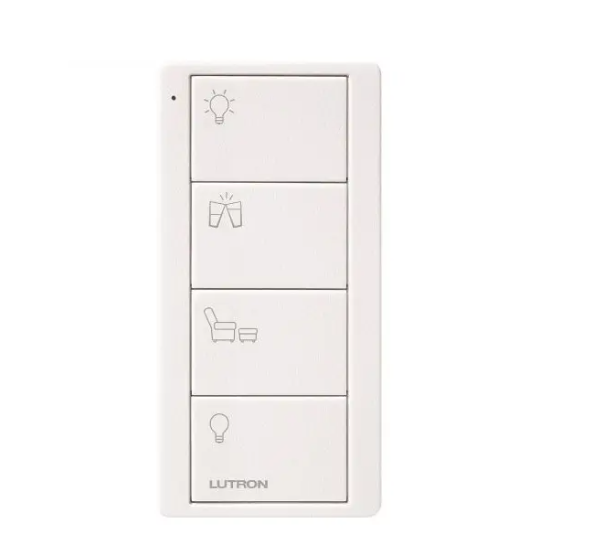 Lutron PJ2-4B-TSW-P13 4-Button Pico Smart Remote - Scene Keypad - Any Rooms Icons - Snow