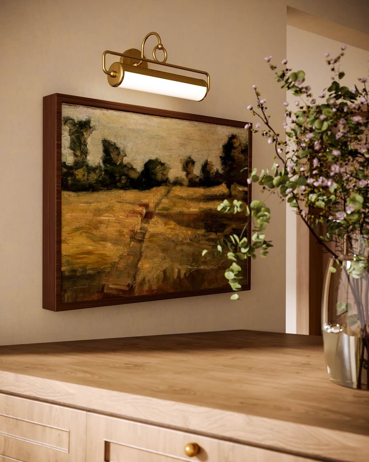 Alora Mood PL447120MB 22" Ellen LED Wall Display Picture Light - Matte Black / Opal Glass / Steel Shade