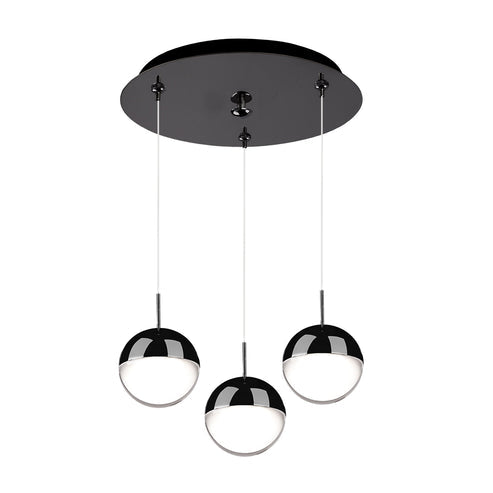 Kuzco Lighting MP402801BC-03 Pluto 4-in 3 Head Multi Pendant Ceiling Light - CCT: 3000K - Finish: Black Chrome
