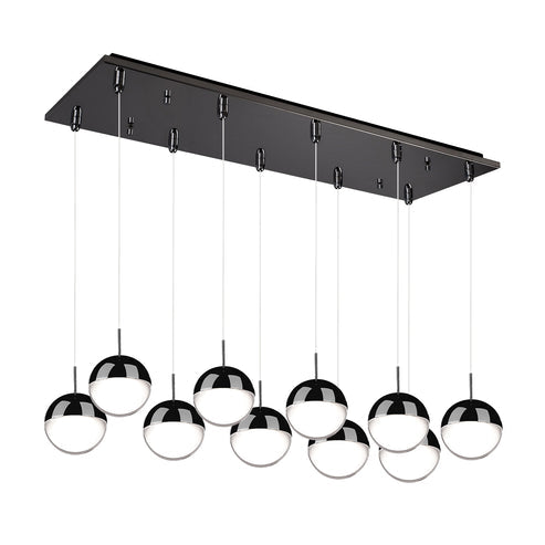 Kuzco Lighting MP402801BC-10 Pluto 4-in 10 Head Multi Pendant Ceiling Light - CCT: 3000K - Finish: Black Chrome