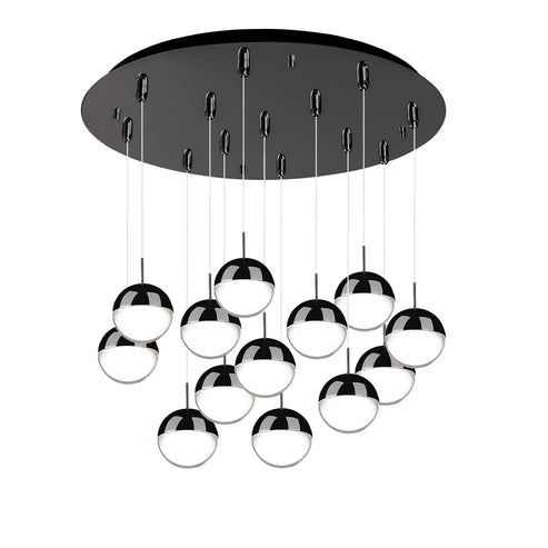 Kuzco Lighting MP402801BC-13 Pluto 4-in 13 Head Multi Pendant Ceiling Light - CCT: 3000K - Finish: Black Chrome