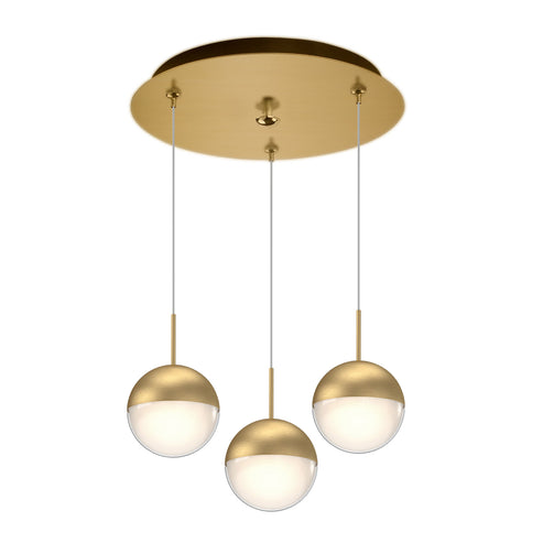 Kuzco Lighting MP402801BG-03 Pluto 4-in 3 Head Multi Pendant Ceiling Light - CCT: 3000K - Finish: Brushed Gold