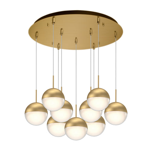 Kuzco Lighting MP402801BG-09 Pluto 4-in 9 Head Multi Pendant Ceiling Light - CCT: 3000K - Finish: Brushed Gold
