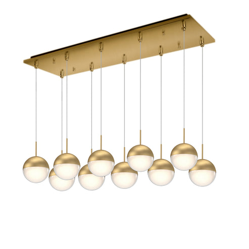Kuzco Lighting MP402801BG-10 Pluto 4-in 10 Head Multi Pendant Ceiling Light - CCT: 3000K - Finish: Brushed Gold