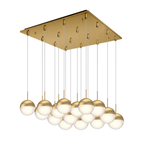 Kuzco Lighting MP402801BG-16 Pluto 4-in 16 Head Multi Pendant Ceiling Light - CCT: 3000K - Finish: Brushed Gold