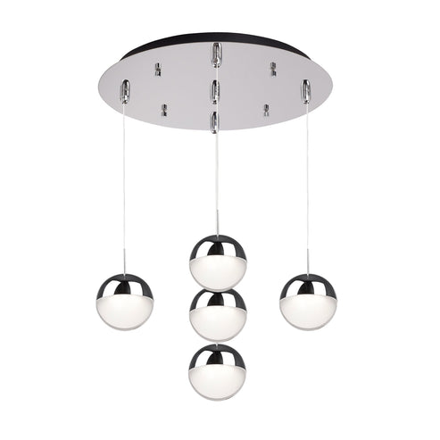 Kuzco Lighting MP402801CH-05 Pluto 4-in 5 Head Multi Pendant Ceiling Light - CCT: 3000K - Finish: Chrome