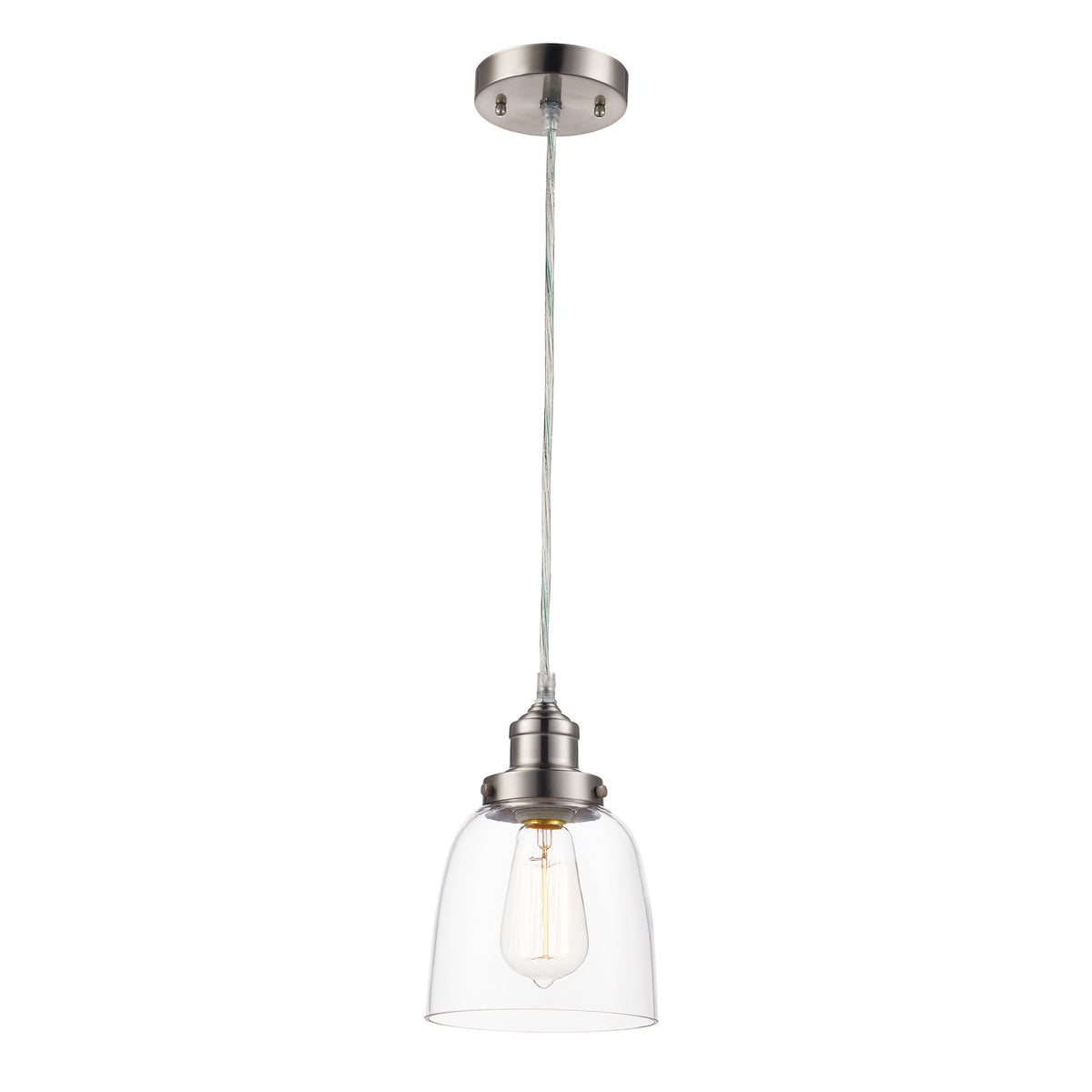 Trans Globe Lighting PND-1081 BN Jenny 1 Light Brushed Nickel Pendant Ceiling Light