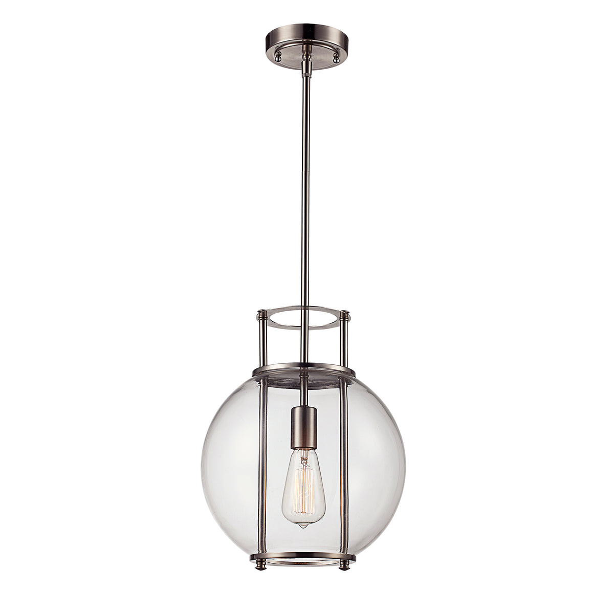 Trans Globe Lighting PND-2030 BN Grove 1 Light Brushed Nickel Pendant Ceiling Light