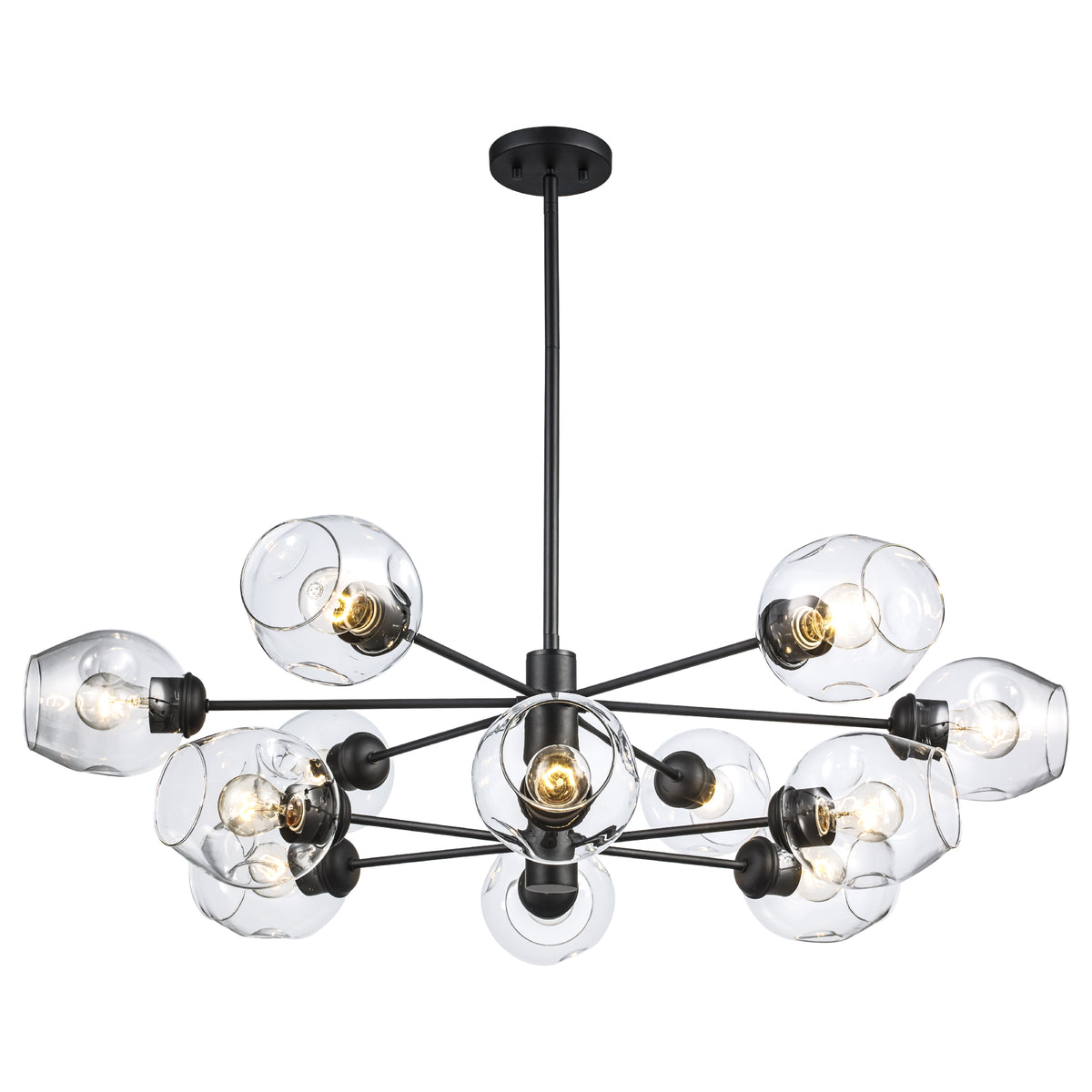 Trans Globe Lighting PND-2127 BK Xia 12 light black pendant ceiling light