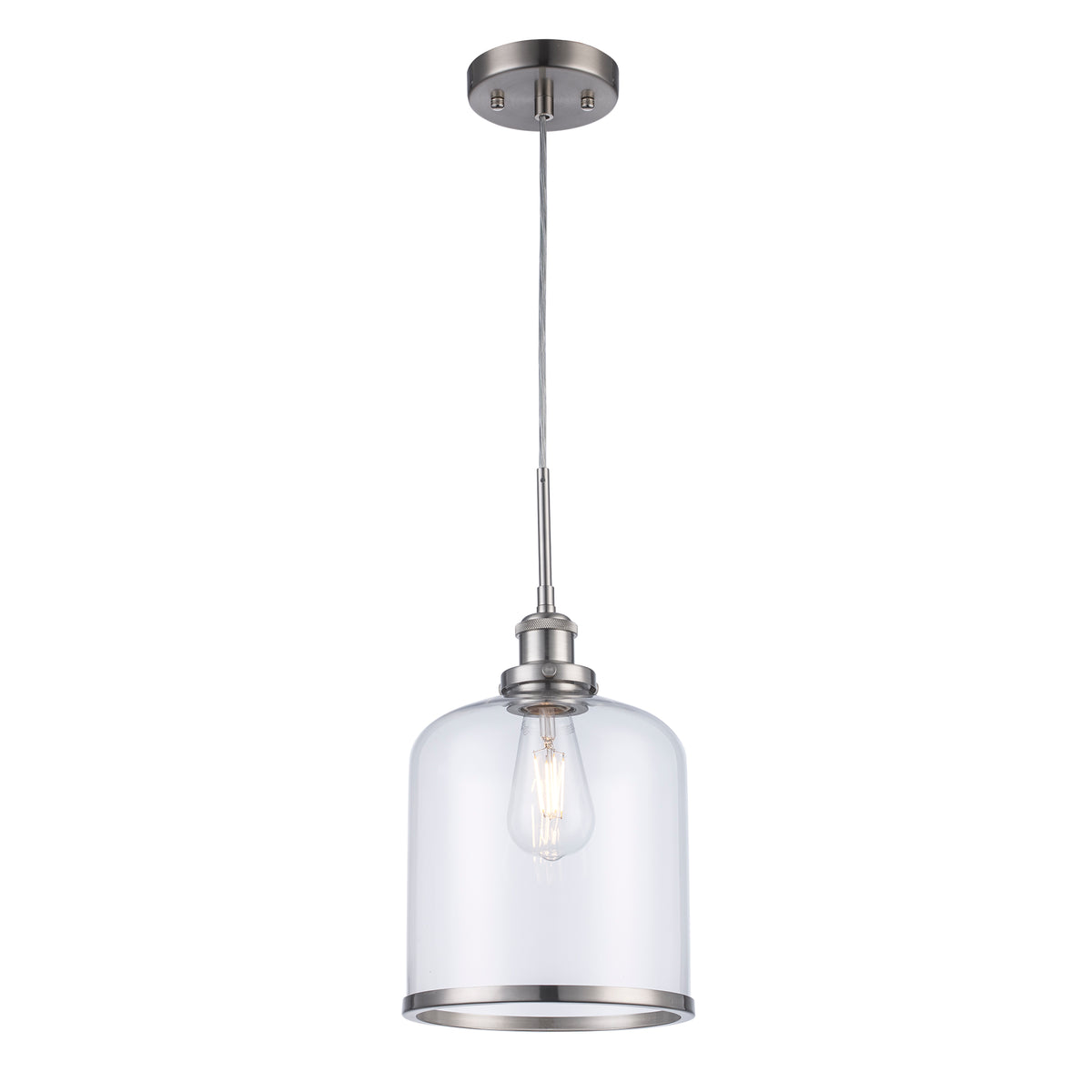 Trans Globe Lighting Dorina brushed nickel pendant light illuminated