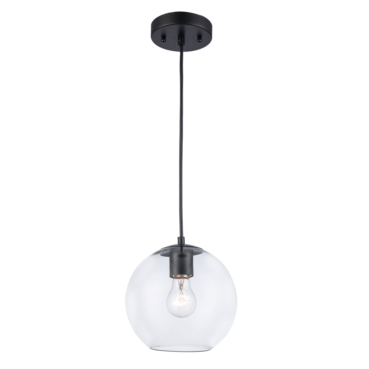 Trans Globe Lighting PND-2284 BK Luther 1 Light Black Clear Glass Pendant Ceiling Light
