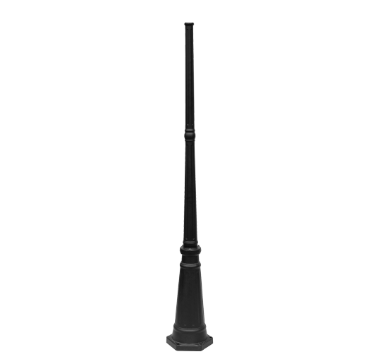 Westgate POL-D2-6FT-3PC-BK 6ft Decorative Residential Light Pole, 2" Top Tenon, Black Finish