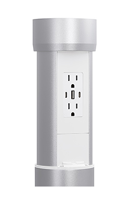 Lew Electric PPCV815 Automated Kitchen Countertop Pop Up With 15A (TR) Duplex Power/3USB (AC) White Receptacle & Silver Bezel