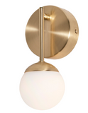 AFX Lighting PRLS0409L30D1SB Pearl 9" LED Wall Sconce Light, 120V, CCT 3000K, Satin Brass Finish